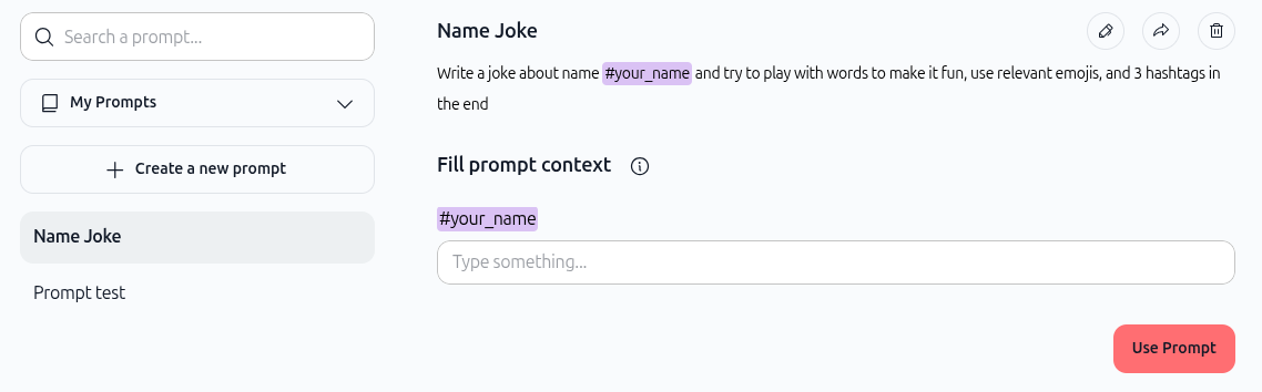 Using a Prompt with Dynamic Values