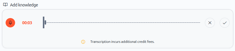 Screenshot: Recording interface with timer, waveform, and control buttons