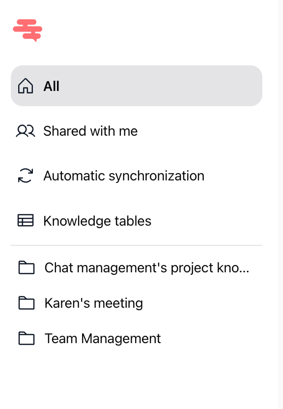 Permanent sidebar folder tree structure