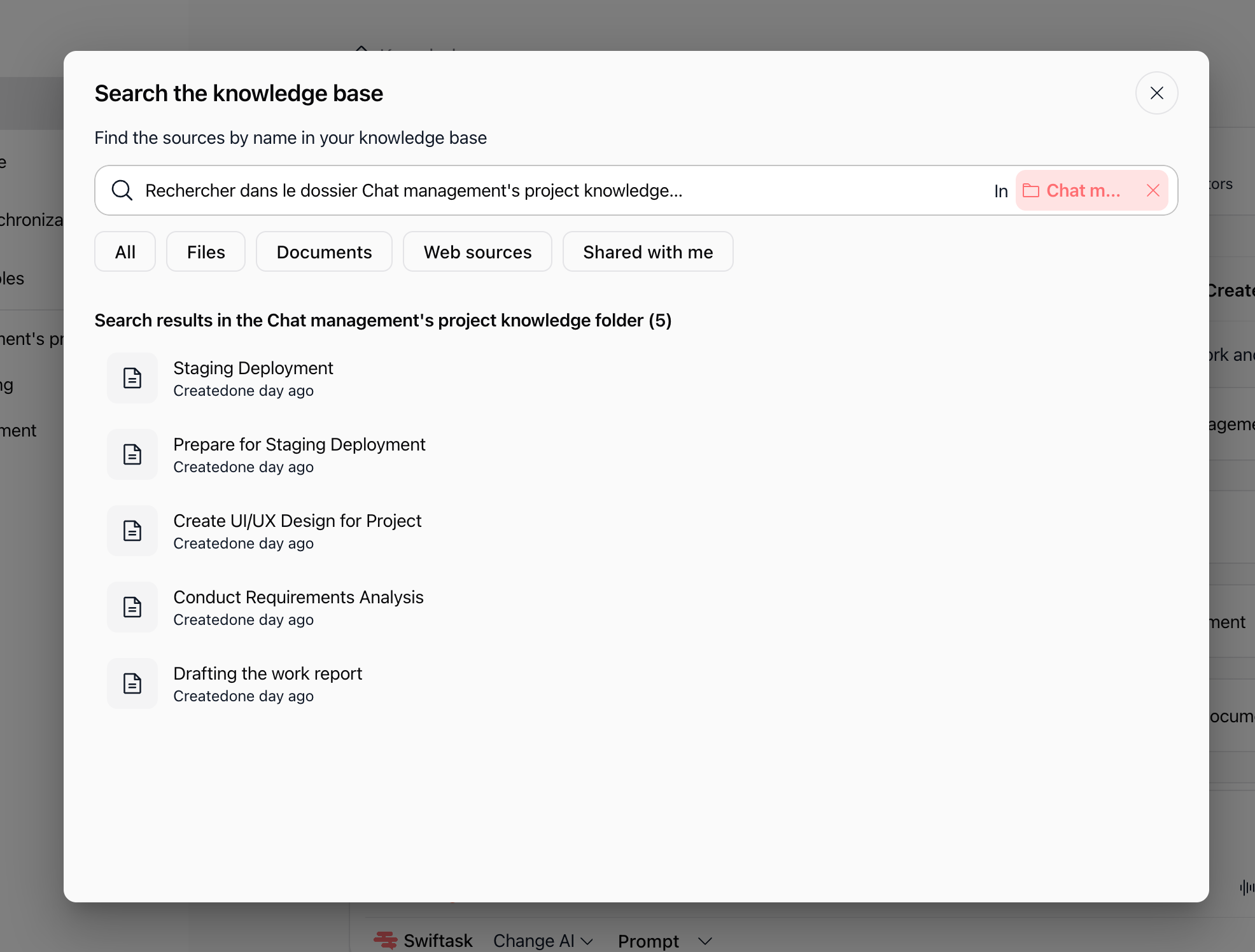 Search results inside folder