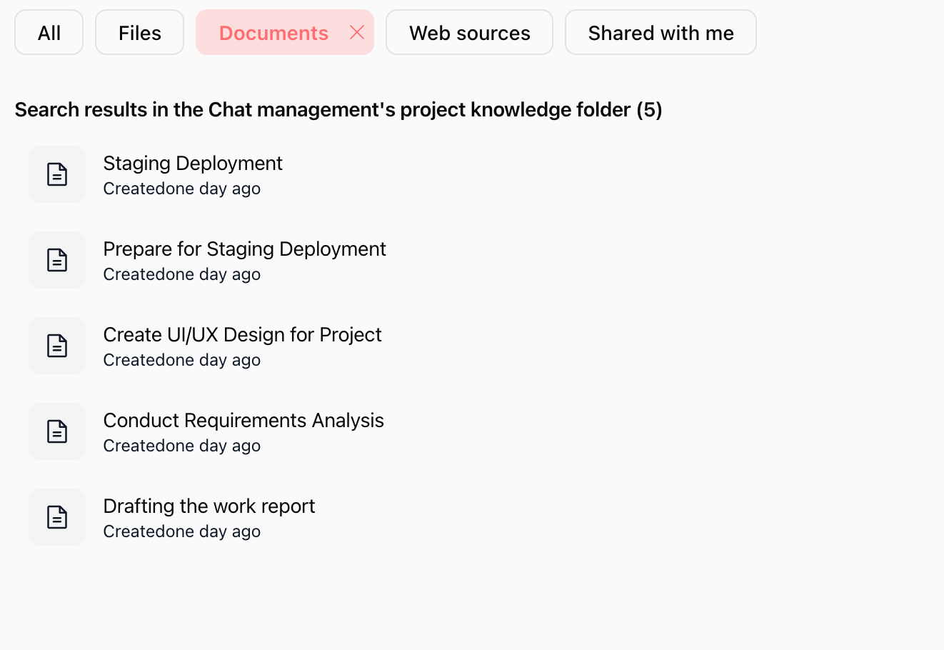Filter documents inside folder
