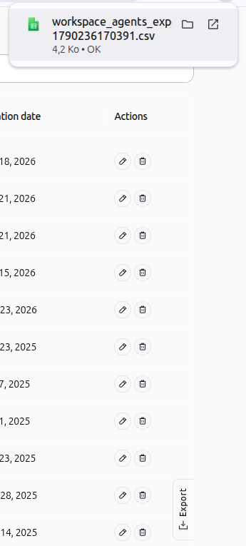 Export agents to CSV