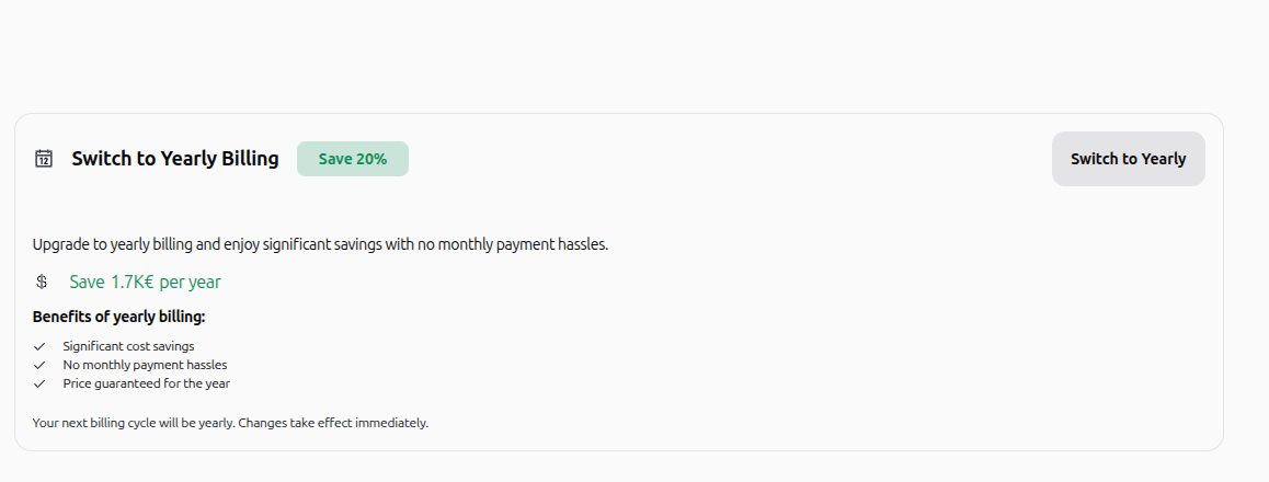 Switch to yearly billing