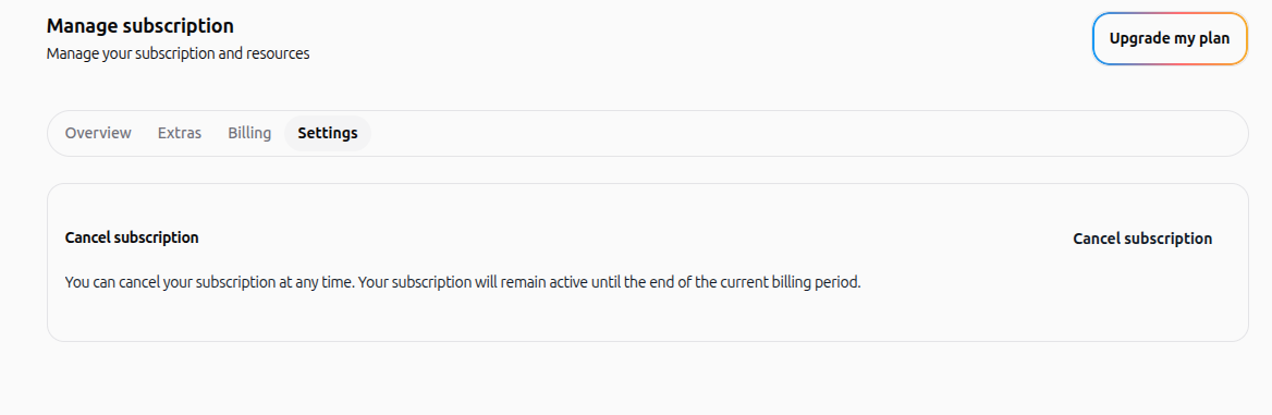 Settings tab