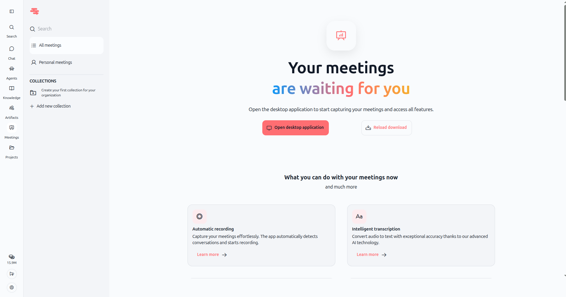 Meetings interface