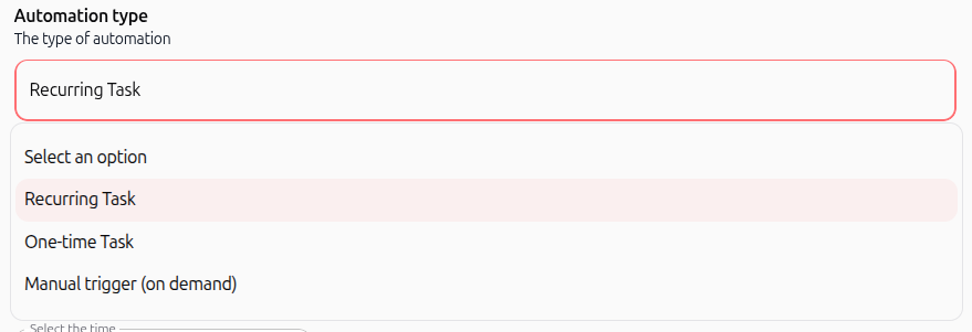 Select automation type