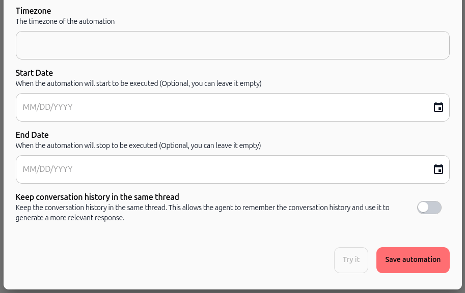 Configure schedule settings and save