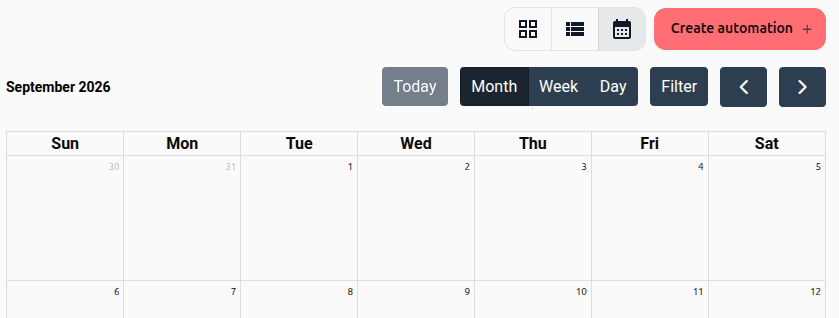Calendar view tab