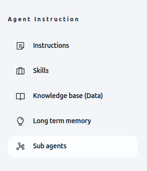 Sub agents section in left panel