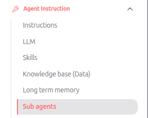 Sub agents section in agent configuration