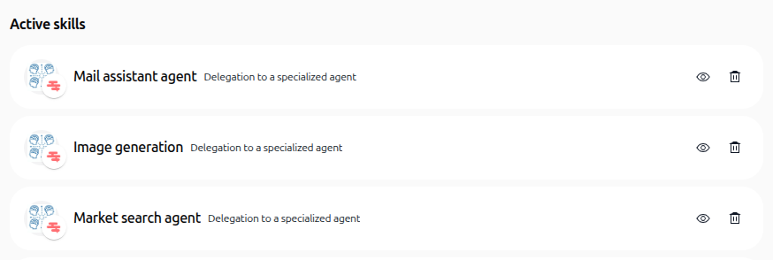Sub agents listed in Active skills