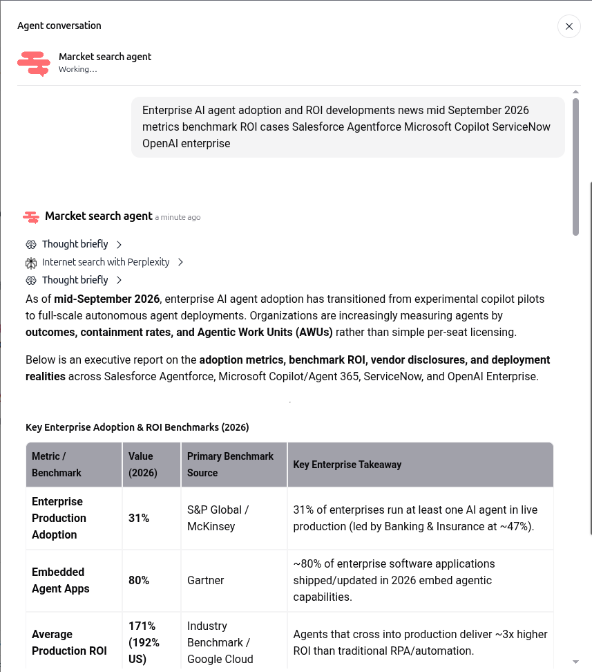 Real-time agent conversation sidebar