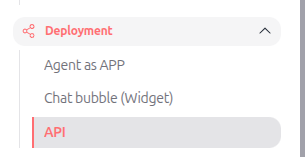 Deployment API navigation