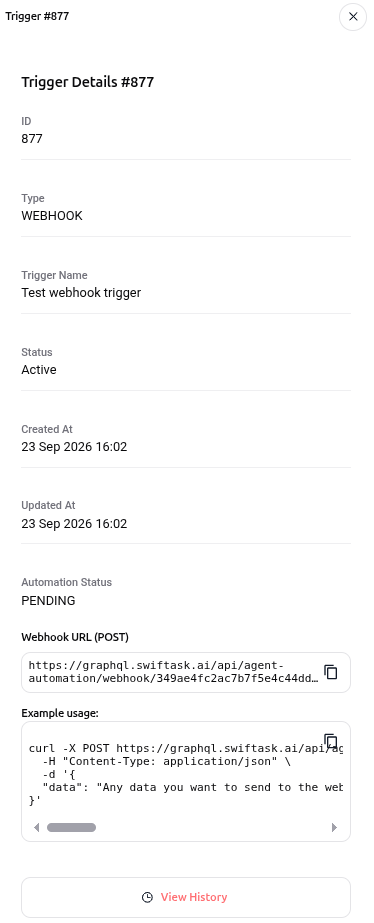 Webhook trigger details