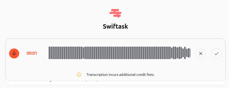 Interface d'enregistrement audio pour la transcription