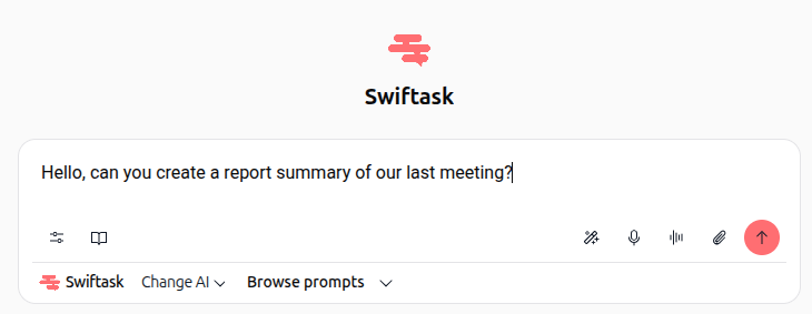 Transcribed message in the Chat input field