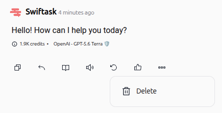 Message toolbar with the Delete option open