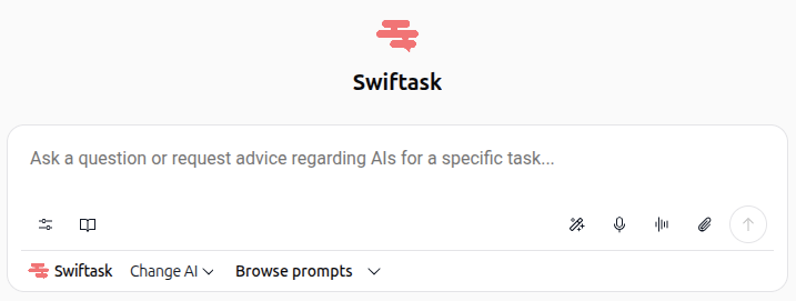 Chat input field with Change AI dropdown
