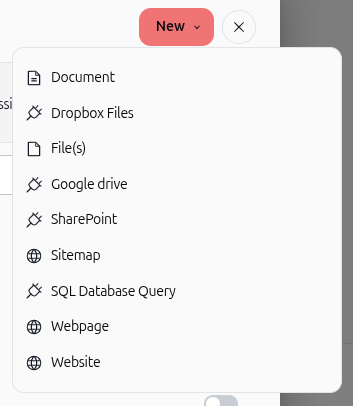 New source type dropdown