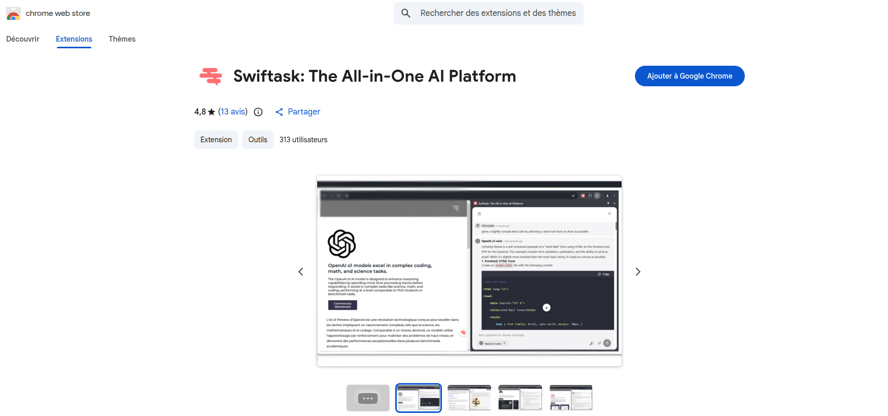 Screenshot: Swiftask on Chrome Web Store