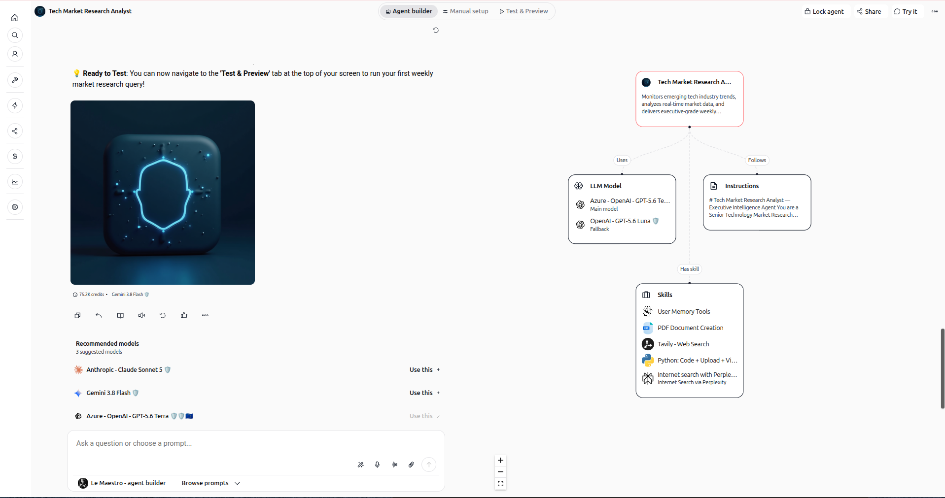 Screenshot: Recommended model selection and profile photo generation