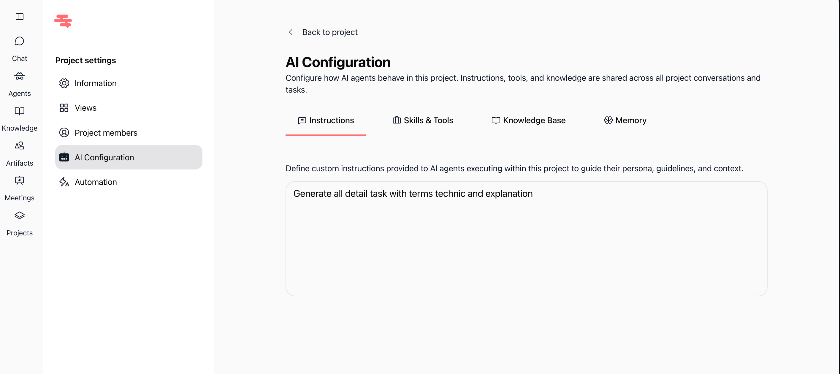 Instructions tab