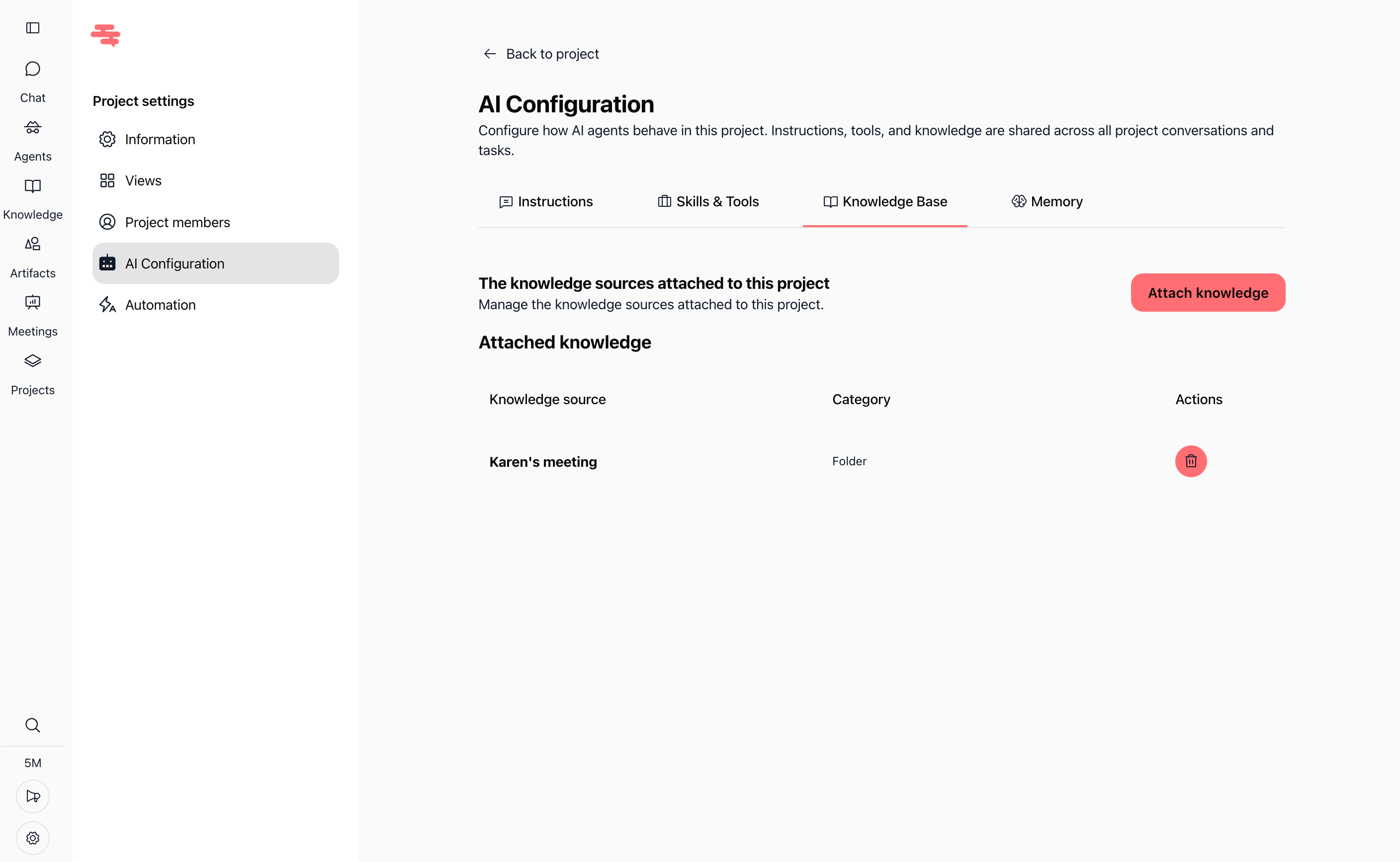 Knowledge Base tab