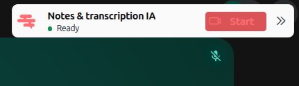Widget popup Notes et transcription IA