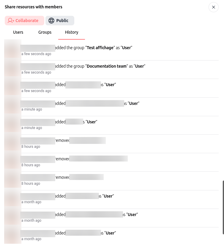 Sharing history log