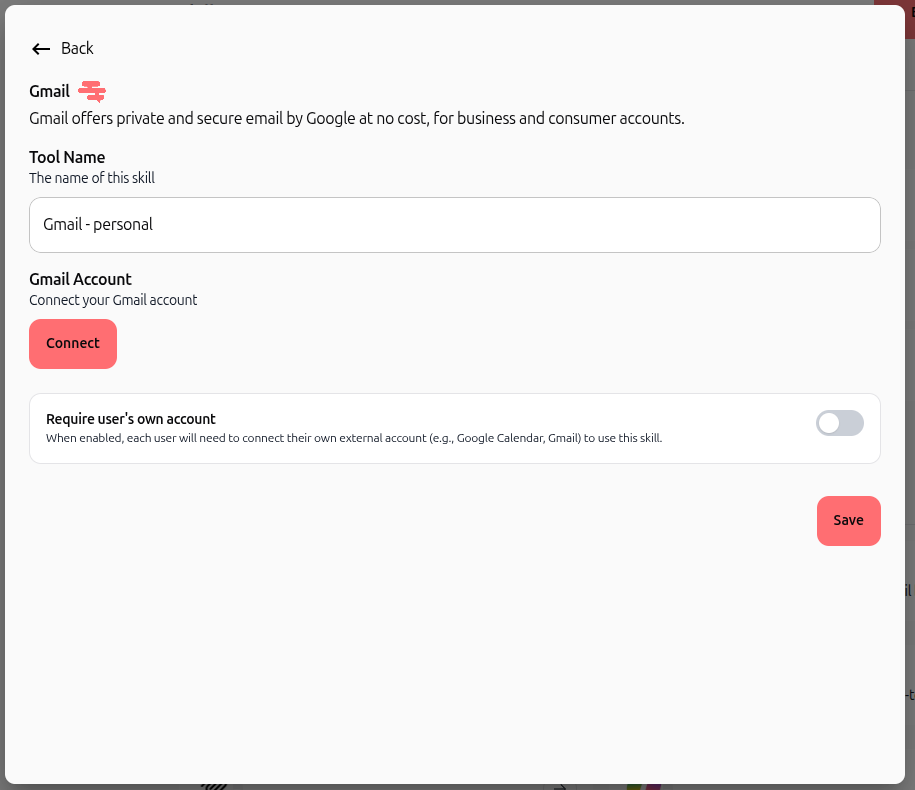 Gmail tool configuration