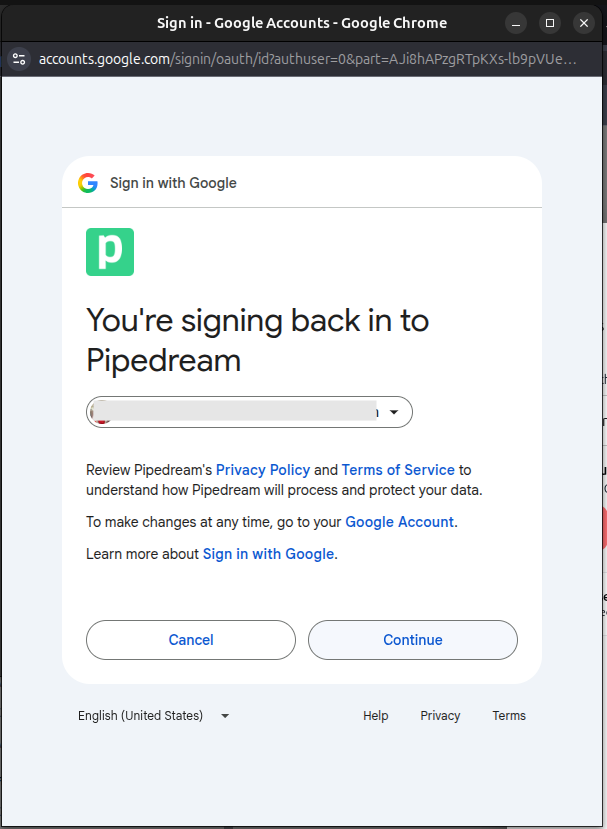Sign in to Pipedream