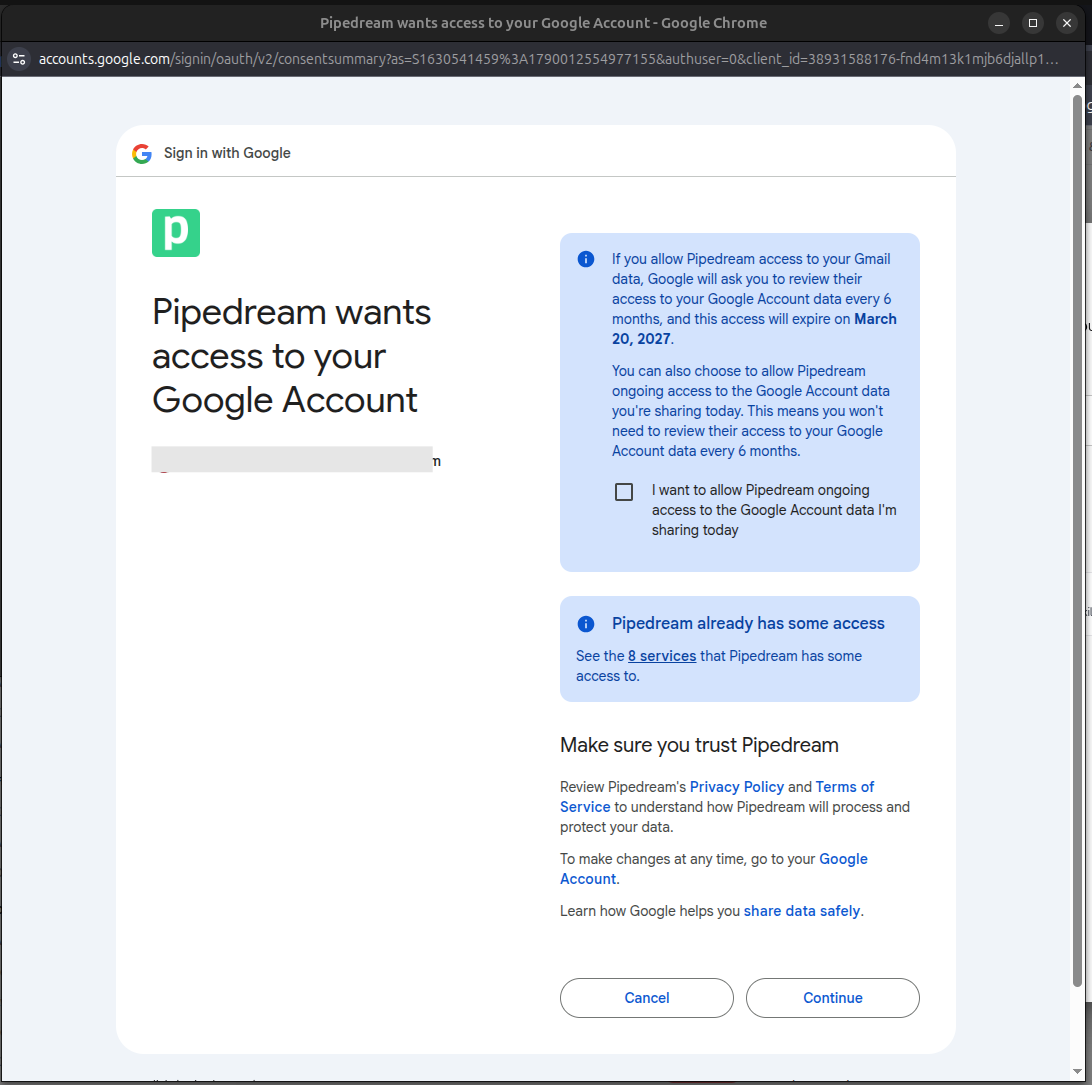 Allow Pipedream access