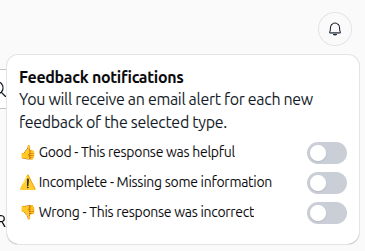 Paramètres de notifications de feedback