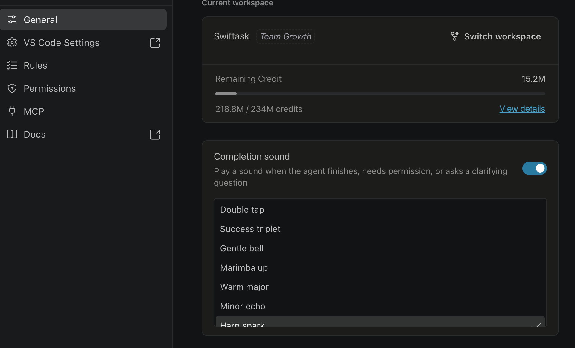 Configuration du signal sonore de fin dans les paramètres